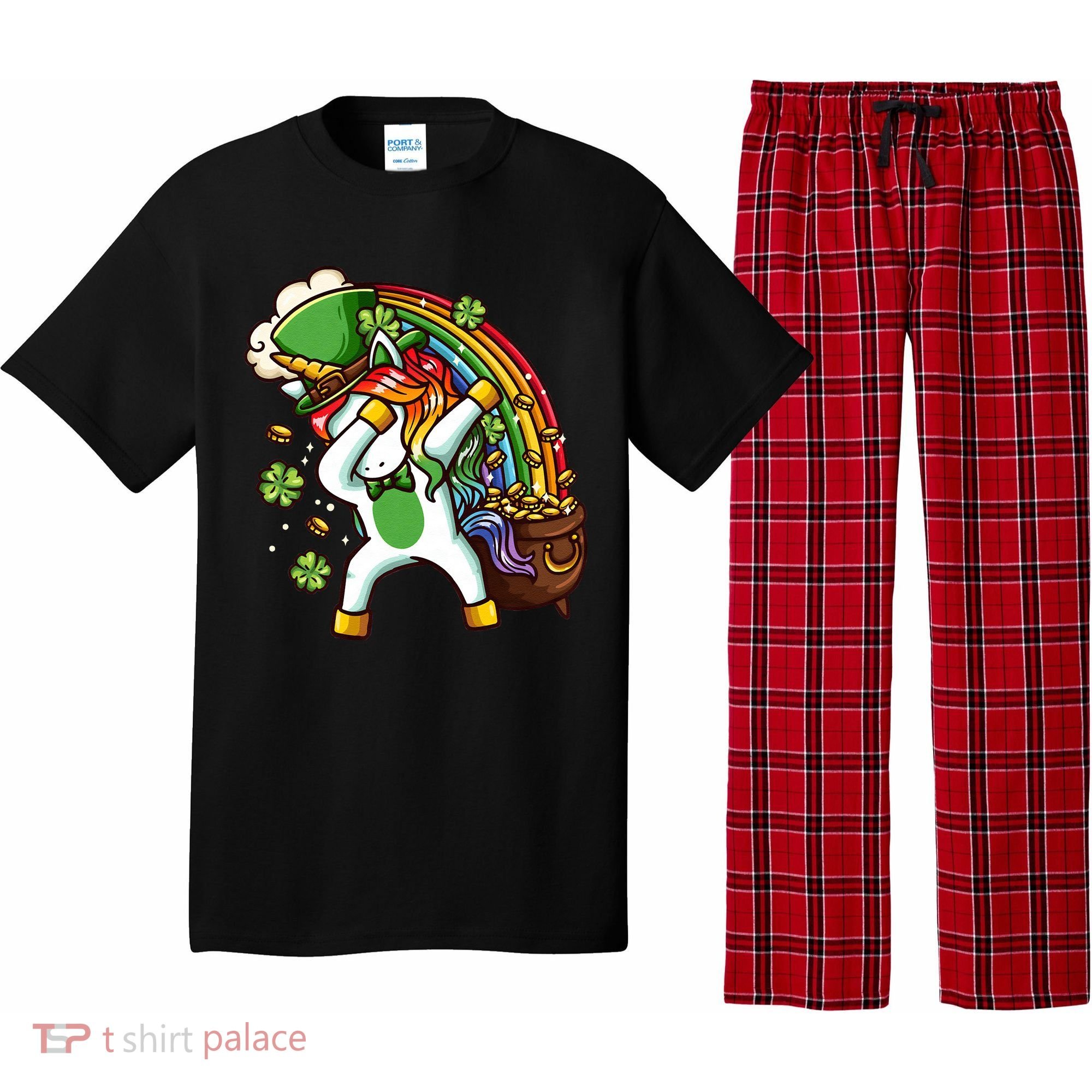 St Patricks Day Dabbing Unicorn Pajama Set