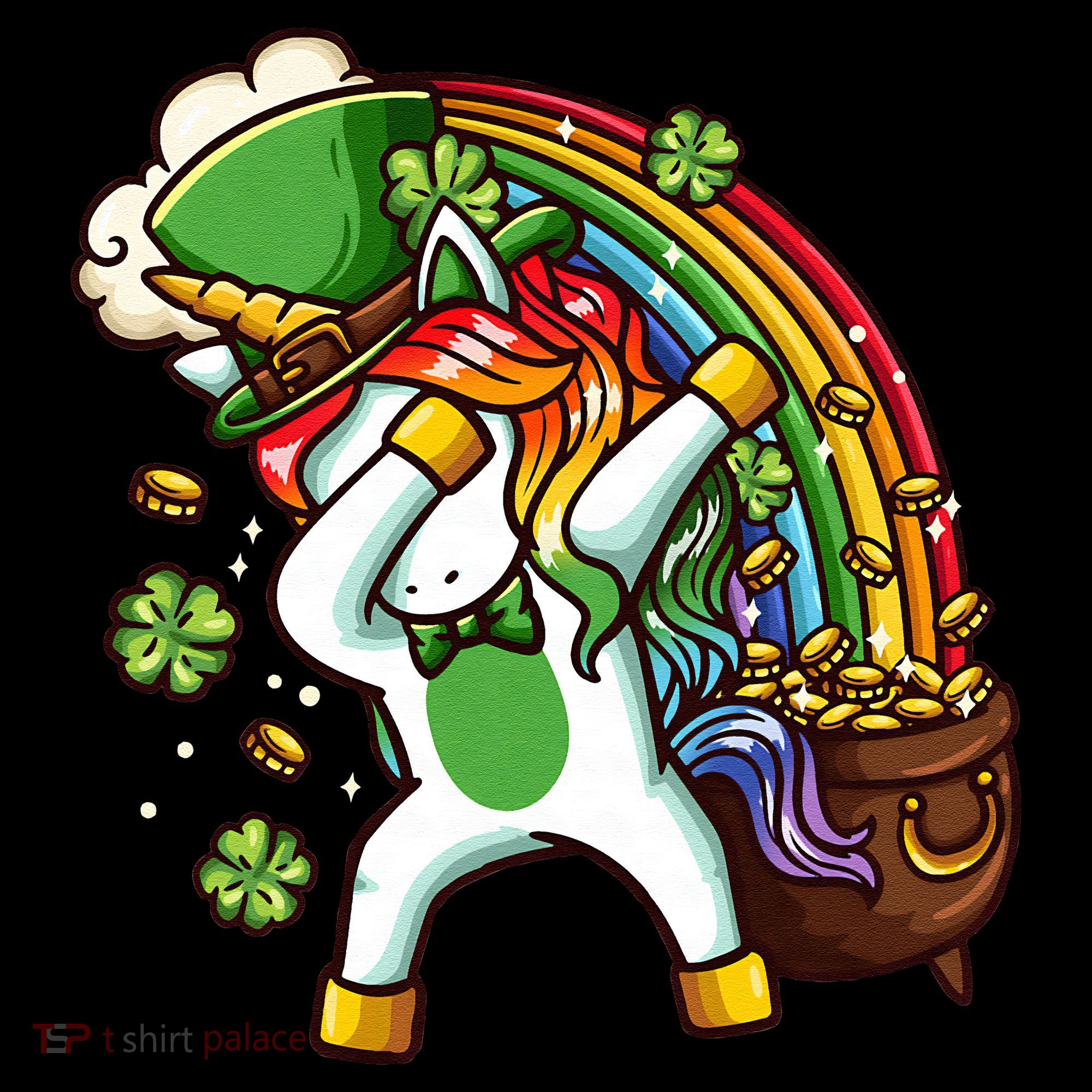 St Patricks Day Dabbing Unicorn Polo
