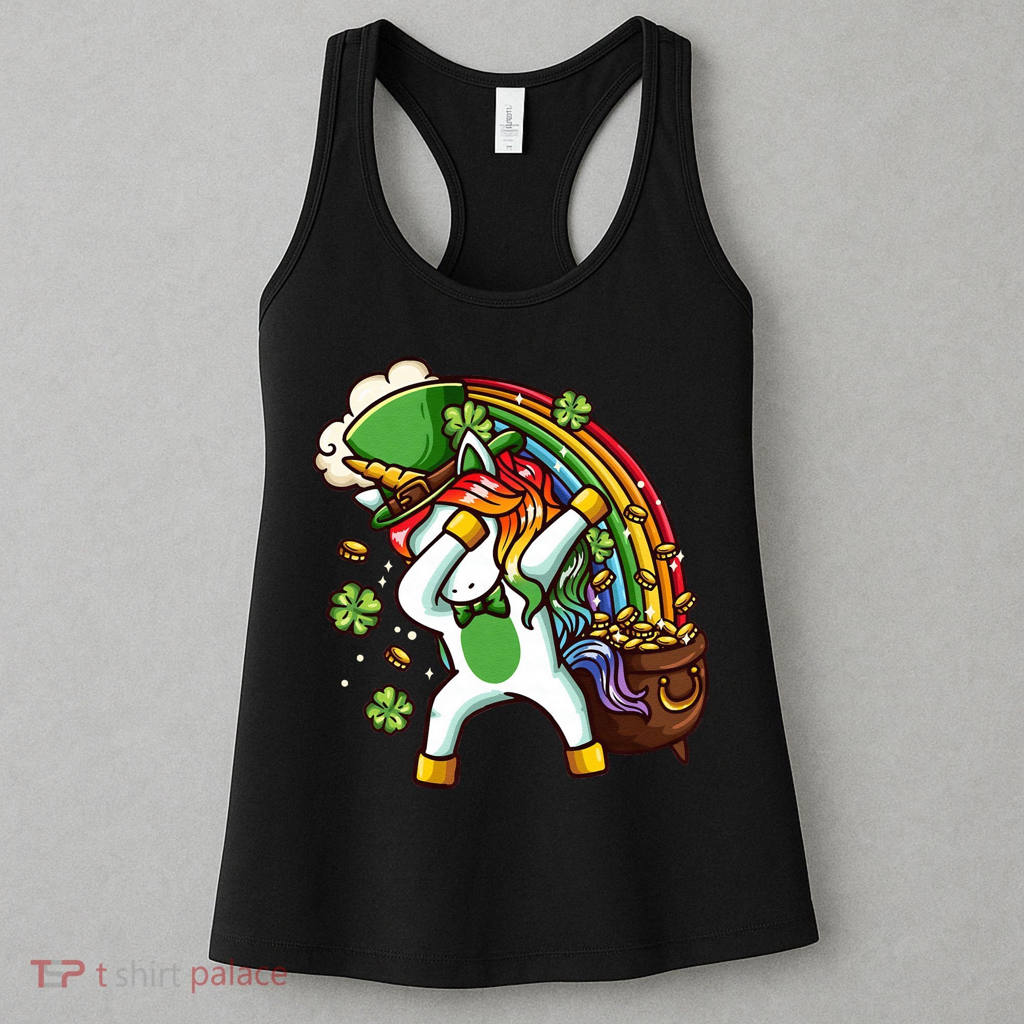 St Patricks Day Dabbing Unicorn Women's Tank Top