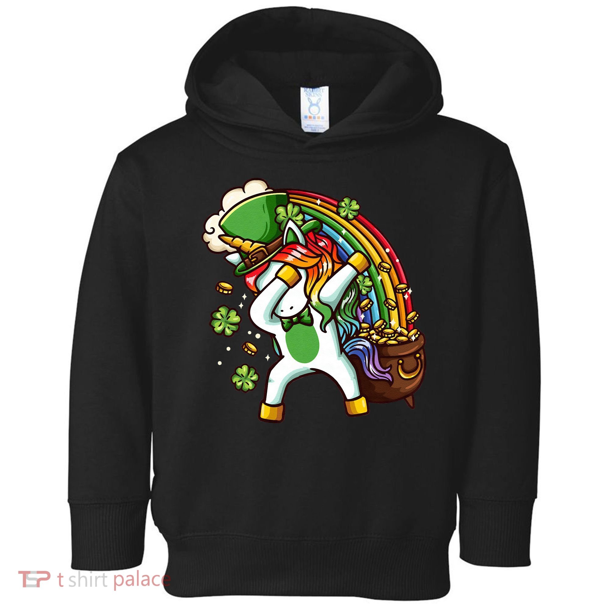 St Patricks Day Dabbing Unicorn Toddler Hoodie