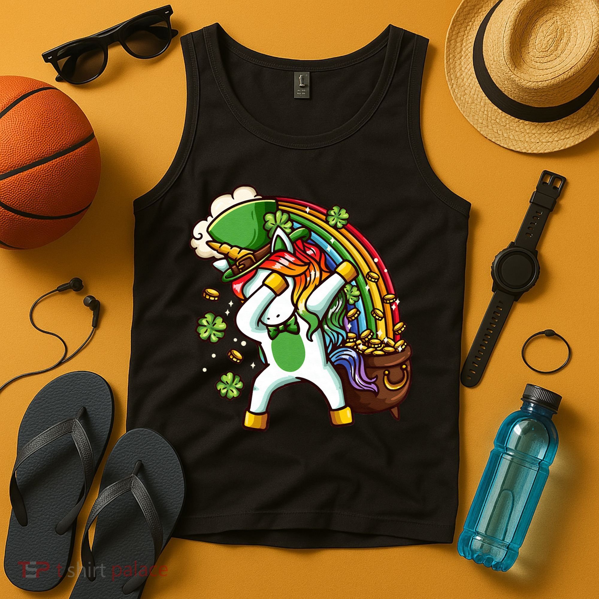 St Patricks Day Dabbing Unicorn Tank Top