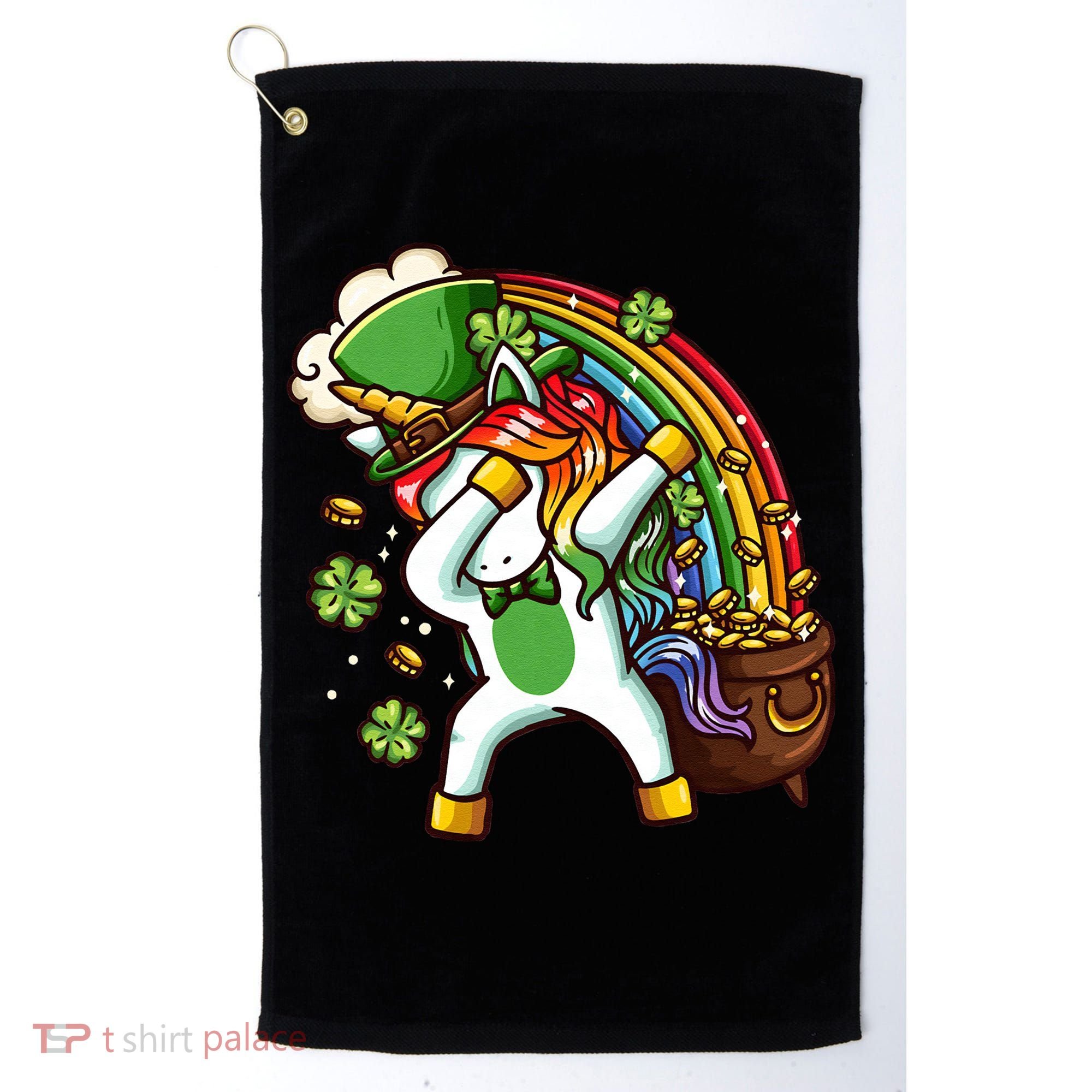 St Patricks Day Dabbing Unicorn Golf Towel