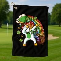 St Patricks Day Dabbing Unicorn Golf Towel thumb 1