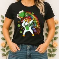 St Patricks Day Dabbing Unicorn Women's T-Shirt thumb 2