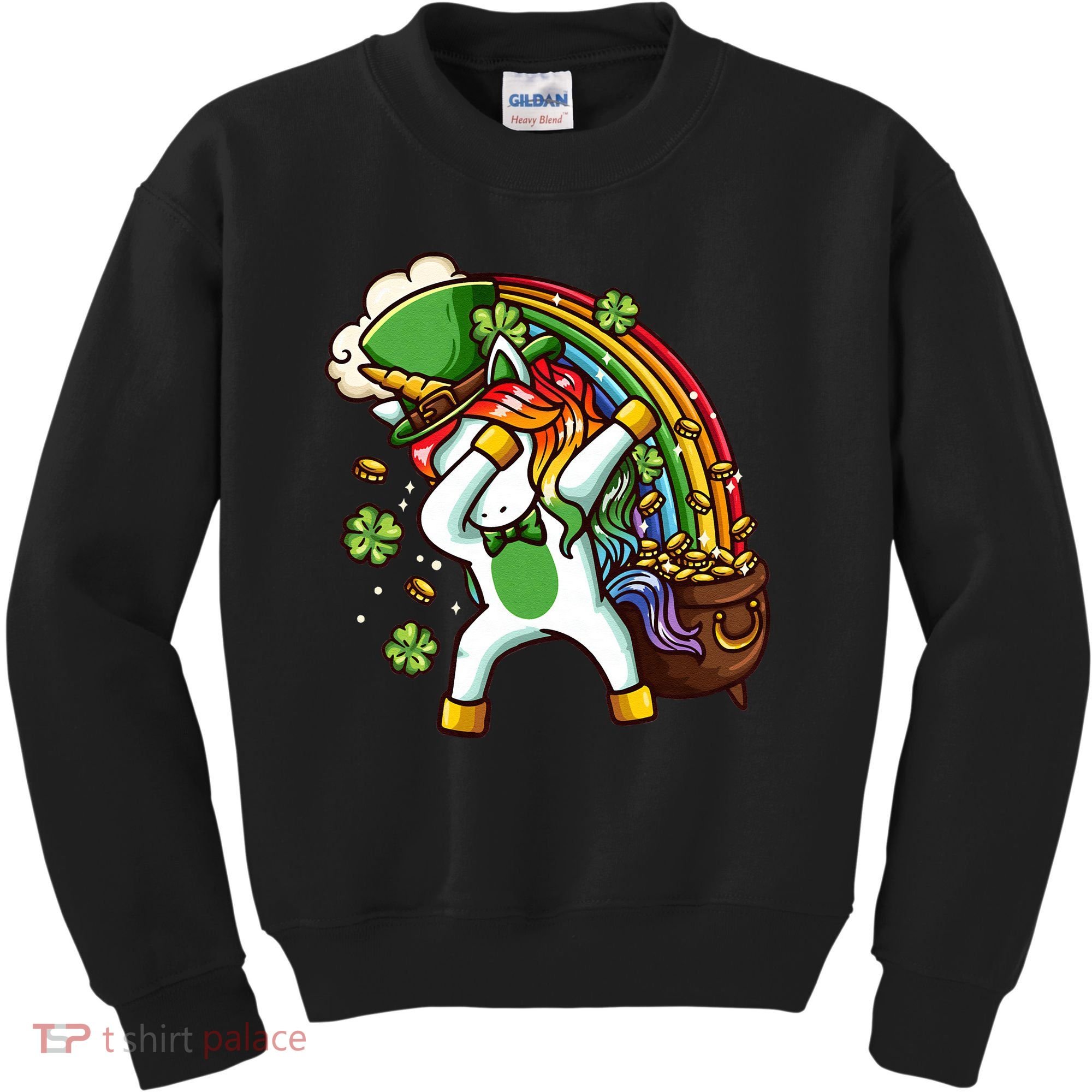 St Patricks Day Dabbing Unicorn Kids Sweatshirt