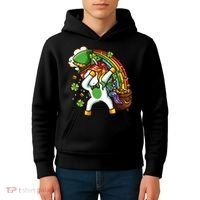 St Patricks Day Dabbing Unicorn Kids Hoodie thumb 4