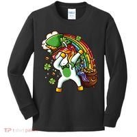 St Patricks Day Dabbing Unicorn Kids Long Sleeve Shirt thumb 0