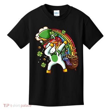 St Patricks Day Dabbing Unicorn Kids T-Shirt