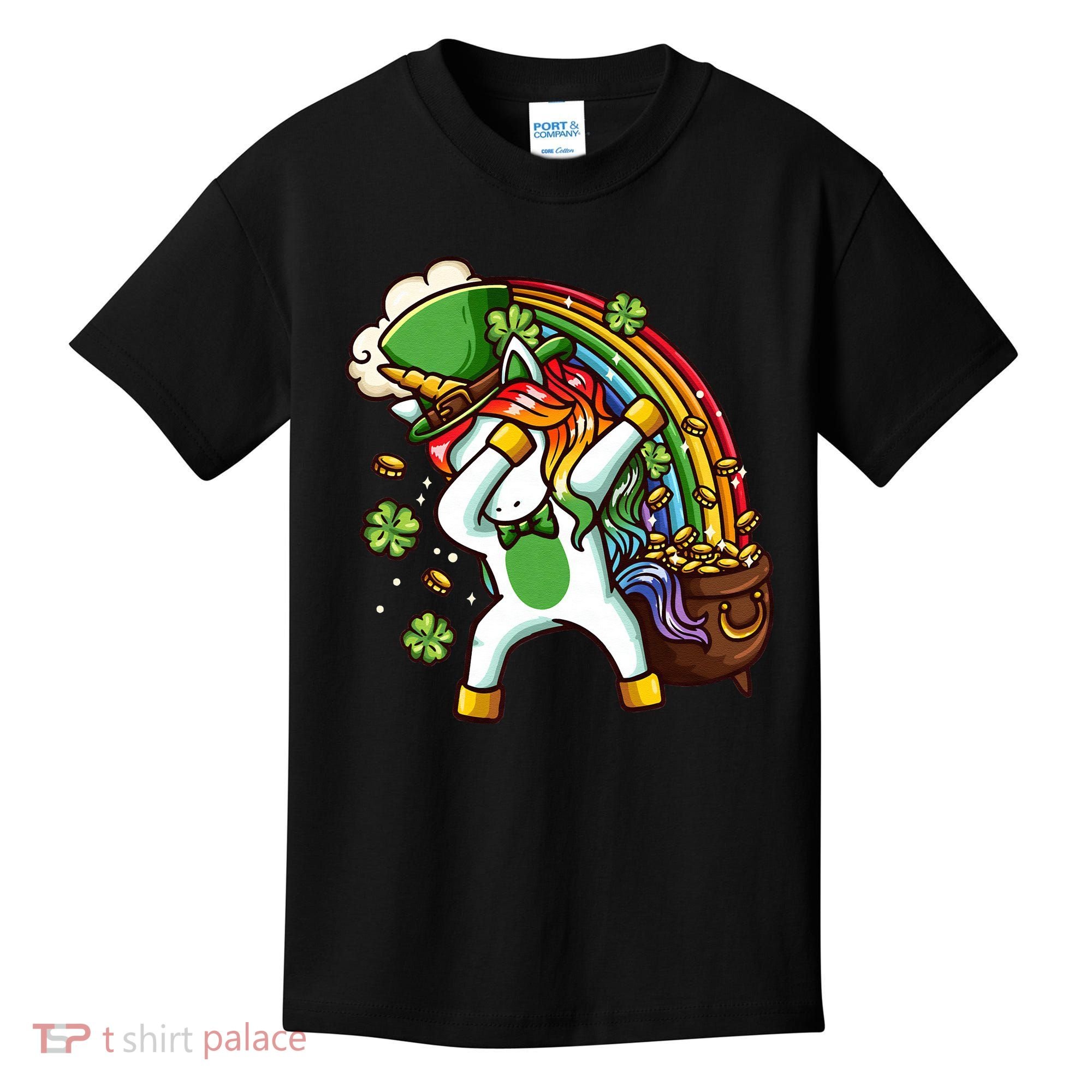 St Patricks Day Dabbing Unicorn Kids T-Shirt