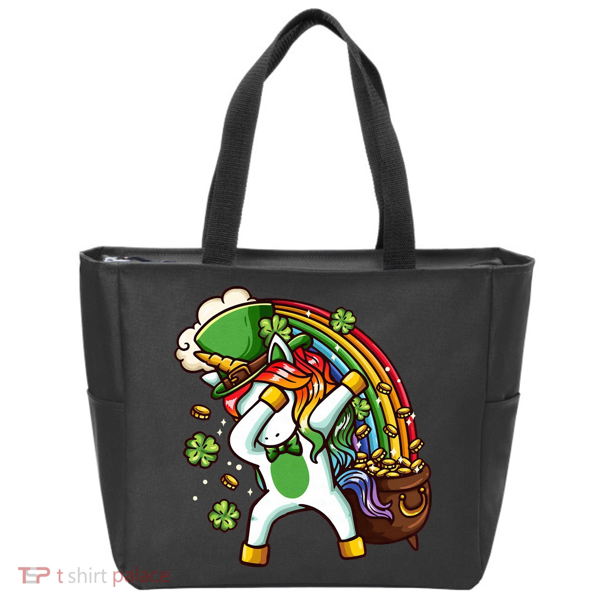 St Patricks Day Dabbing Unicorn Tote Bag