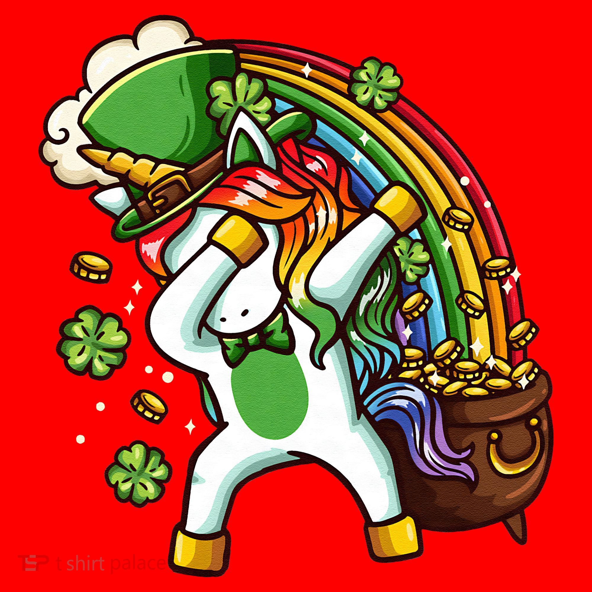 St Patricks Day Dabbing Unicorn Santa Hat