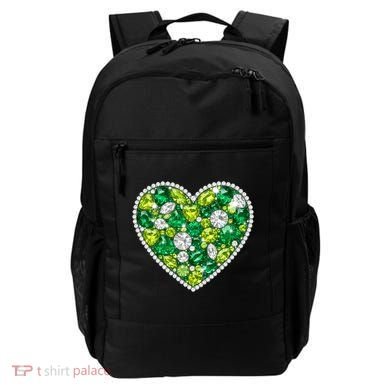 St Patrick's Day Gemstones Peridot Emerald Heart Backpack