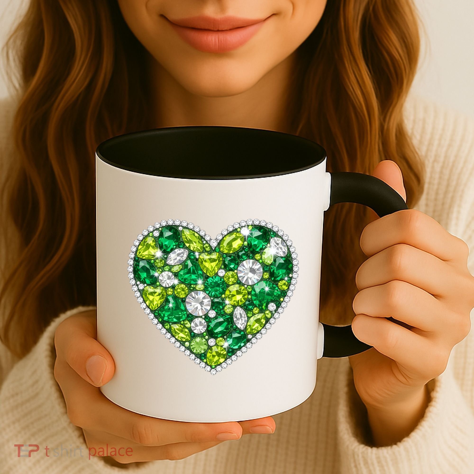 St Patrick's Day Gemstones Peridot Emerald Heart Coffee Mug