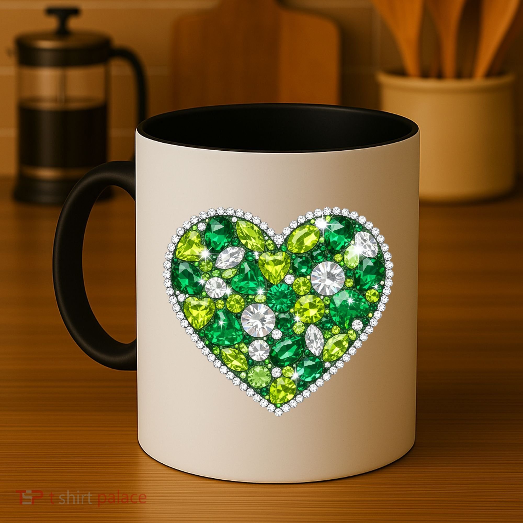 St Patrick's Day Gemstones Peridot Emerald Heart Coffee Mug