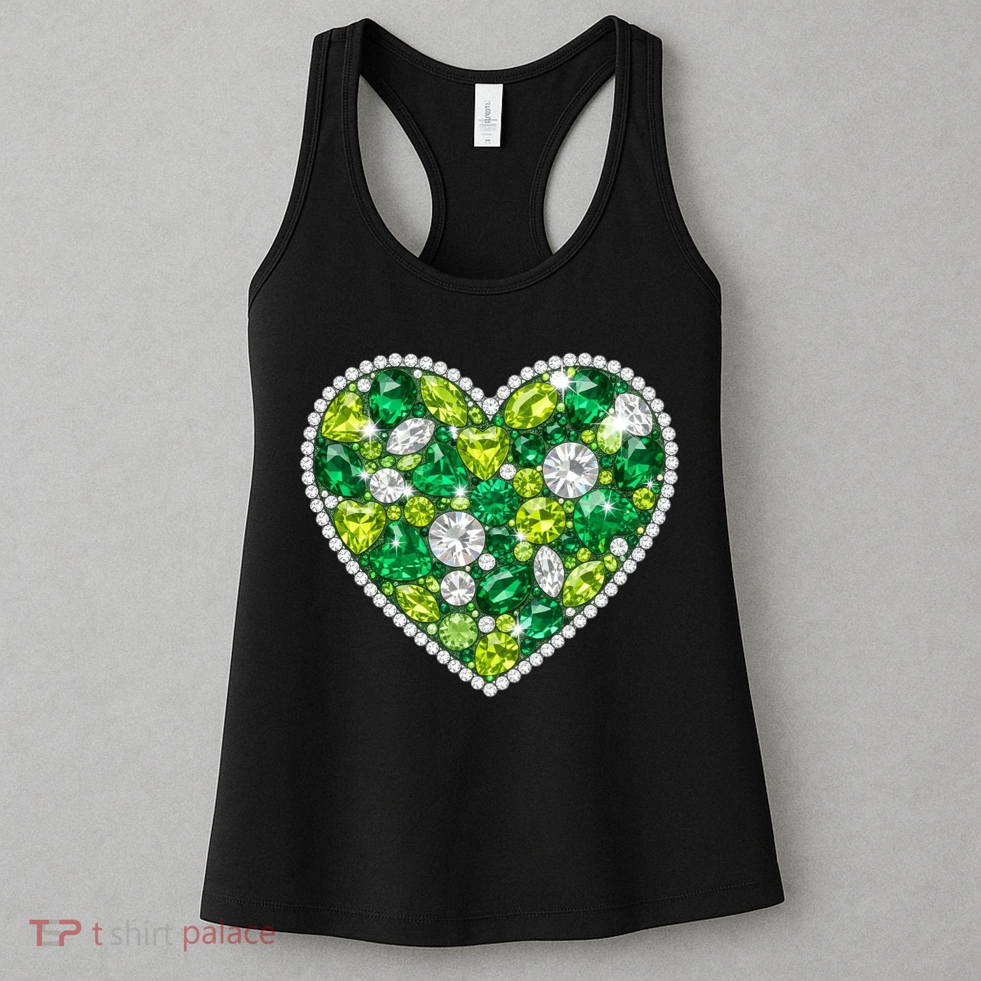 St Patrick's Day Gemstones Peridot Emerald Heart Women's Tank Top