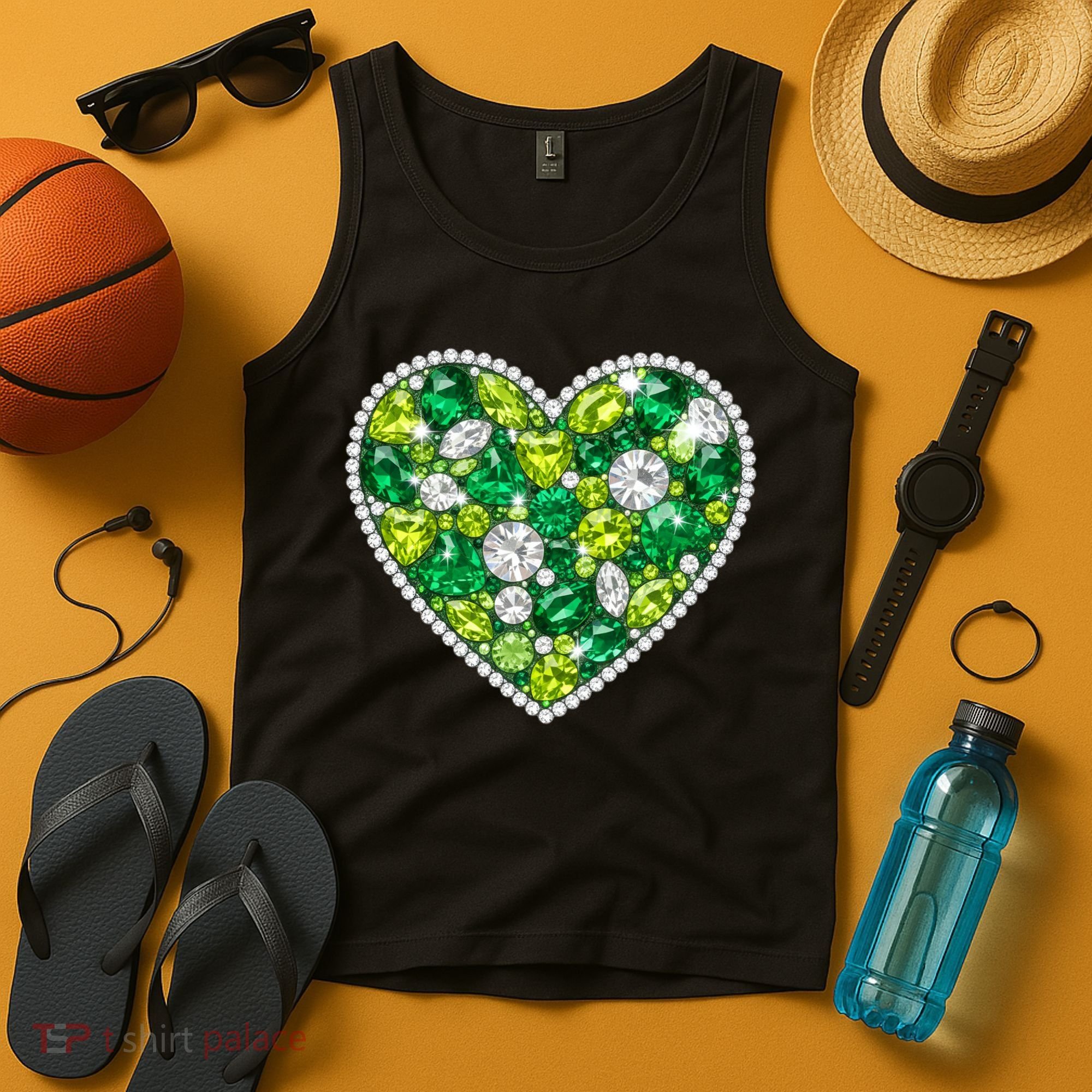 St Patrick's Day Gemstones Peridot Emerald Heart Tank Top