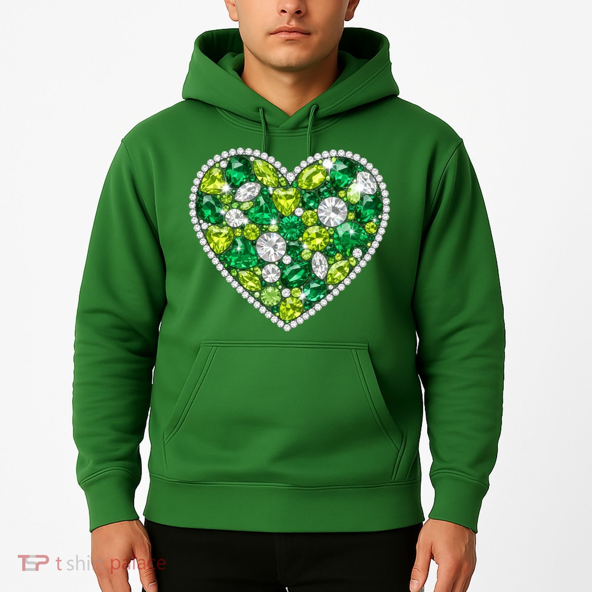 St Patrick's Day Gemstones Peridot Emerald Heart Hoodie