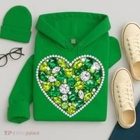 St Patrick's Day Gemstones Peridot Emerald Heart Hoodie thumb 4