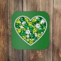 St Patrick's Day Gemstones Peridot Emerald Heart Coaster thumb 0