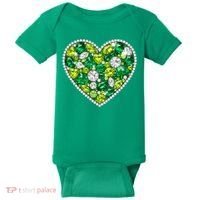 St Patrick's Day Gemstones Peridot Emerald Heart Baby Bodysuit thumb 0