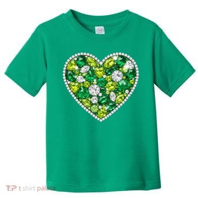 St Patrick's Day Gemstones Peridot Emerald Heart Toddler T-Shirt