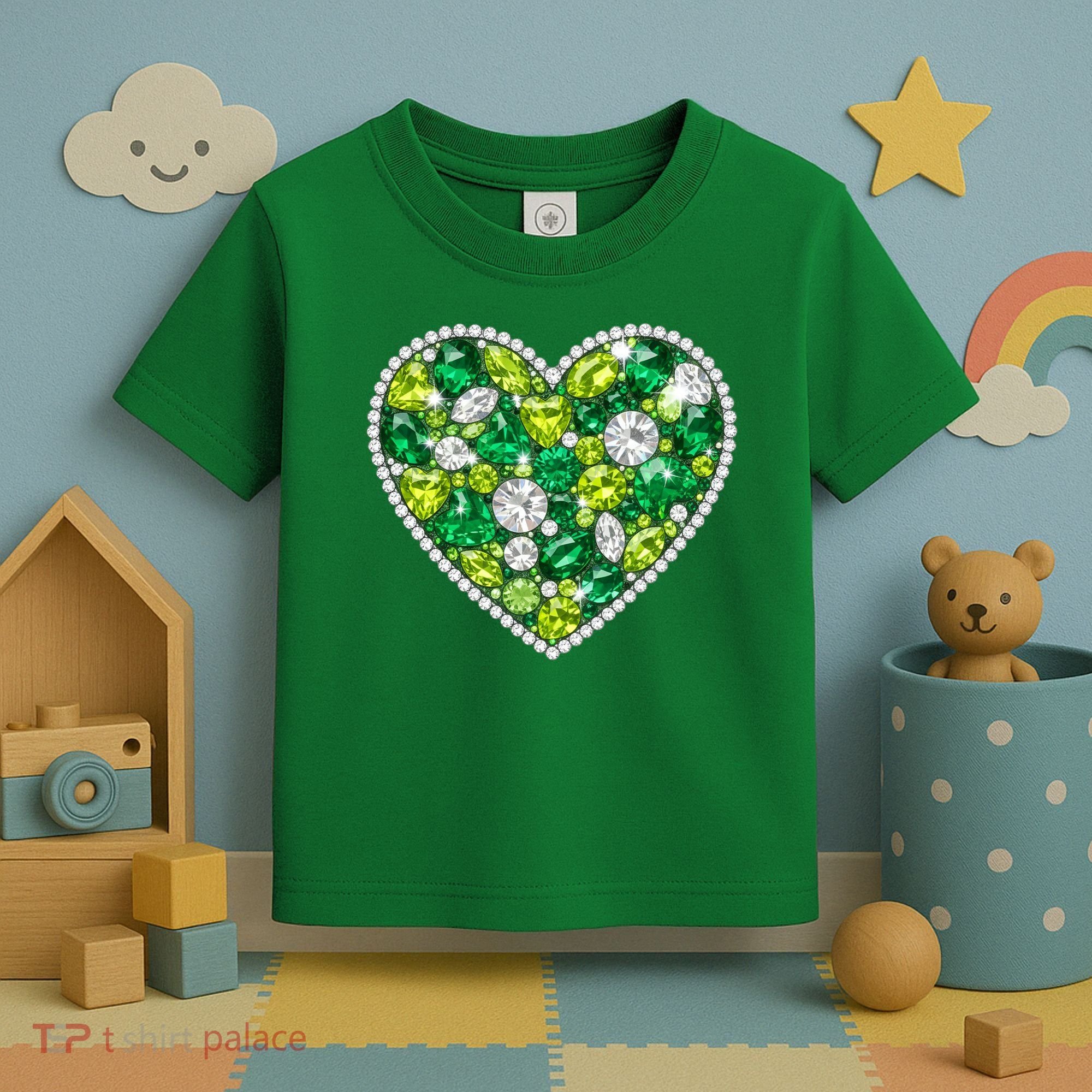 St Patrick's Day Gemstones Peridot Emerald Heart Toddler T-Shirt
