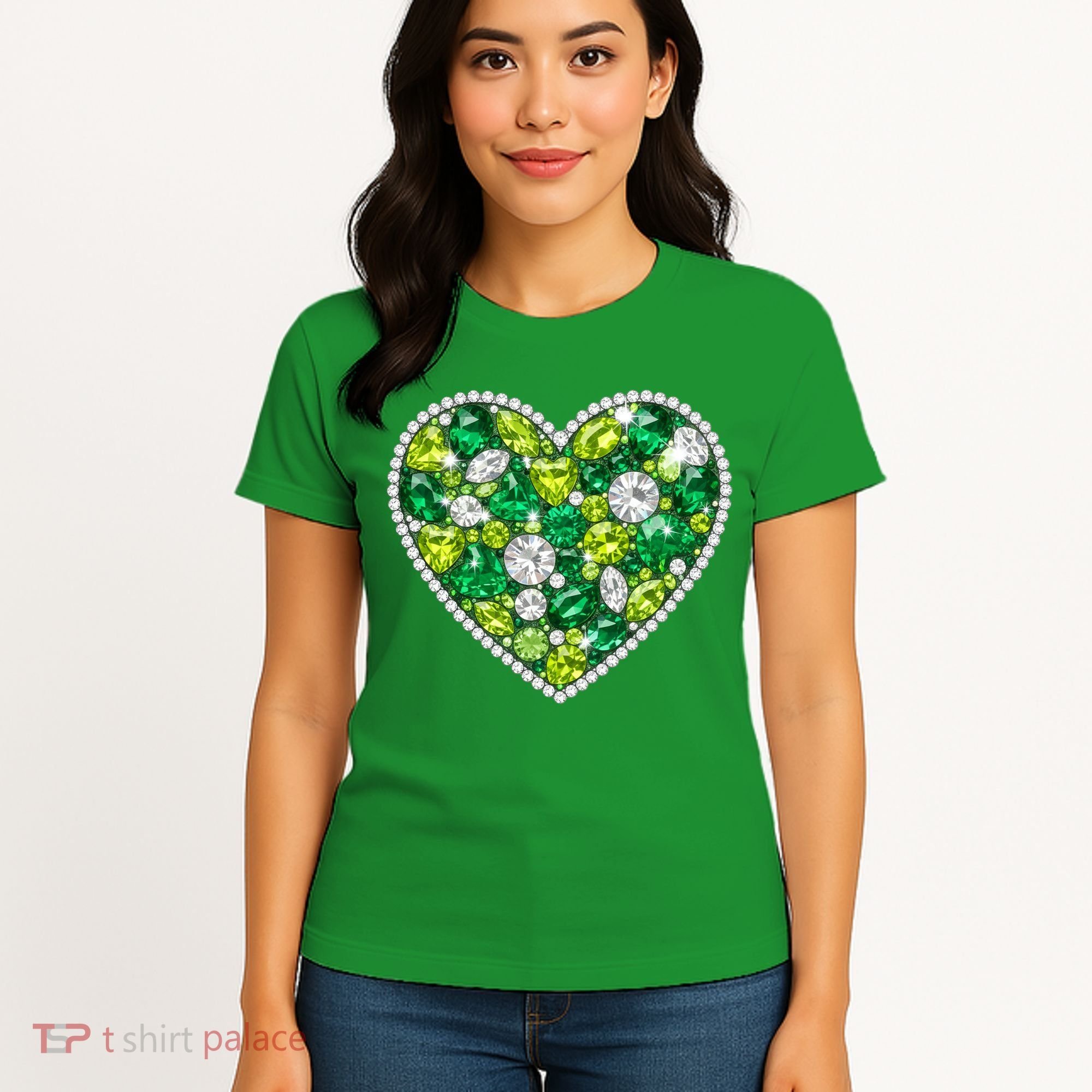 St Patrick's Day Gemstones Peridot Emerald Heart Women's T-Shirt