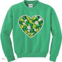 St Patrick's Day Gemstones Peridot Emerald Heart Kids Sweatshirt thumb 0
