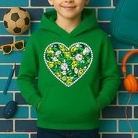 St Patrick's Day Gemstones Peridot Emerald Heart Kids Hoodie thumb 2