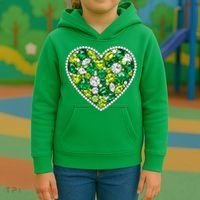 St Patrick's Day Gemstones Peridot Emerald Heart Kids Hoodie thumb 3