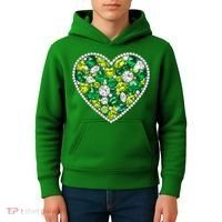 St Patrick's Day Gemstones Peridot Emerald Heart Kids Hoodie thumb 4