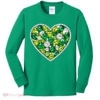 St Patrick's Day Gemstones Peridot Emerald Heart Kids Long Sleeve Shirt thumb 0