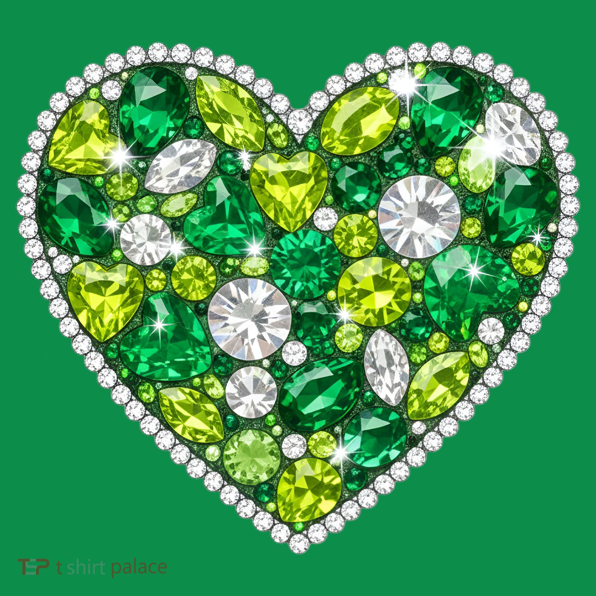 St Patrick's Day Gemstones Peridot Emerald Heart Kids Long Sleeve Shirt