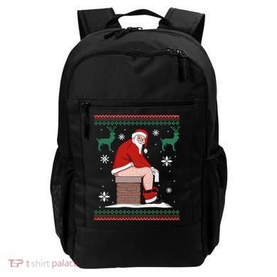 Santa Pooping Down The Chimney Ugly Christmas Sweater Meaningful Gift Backpack