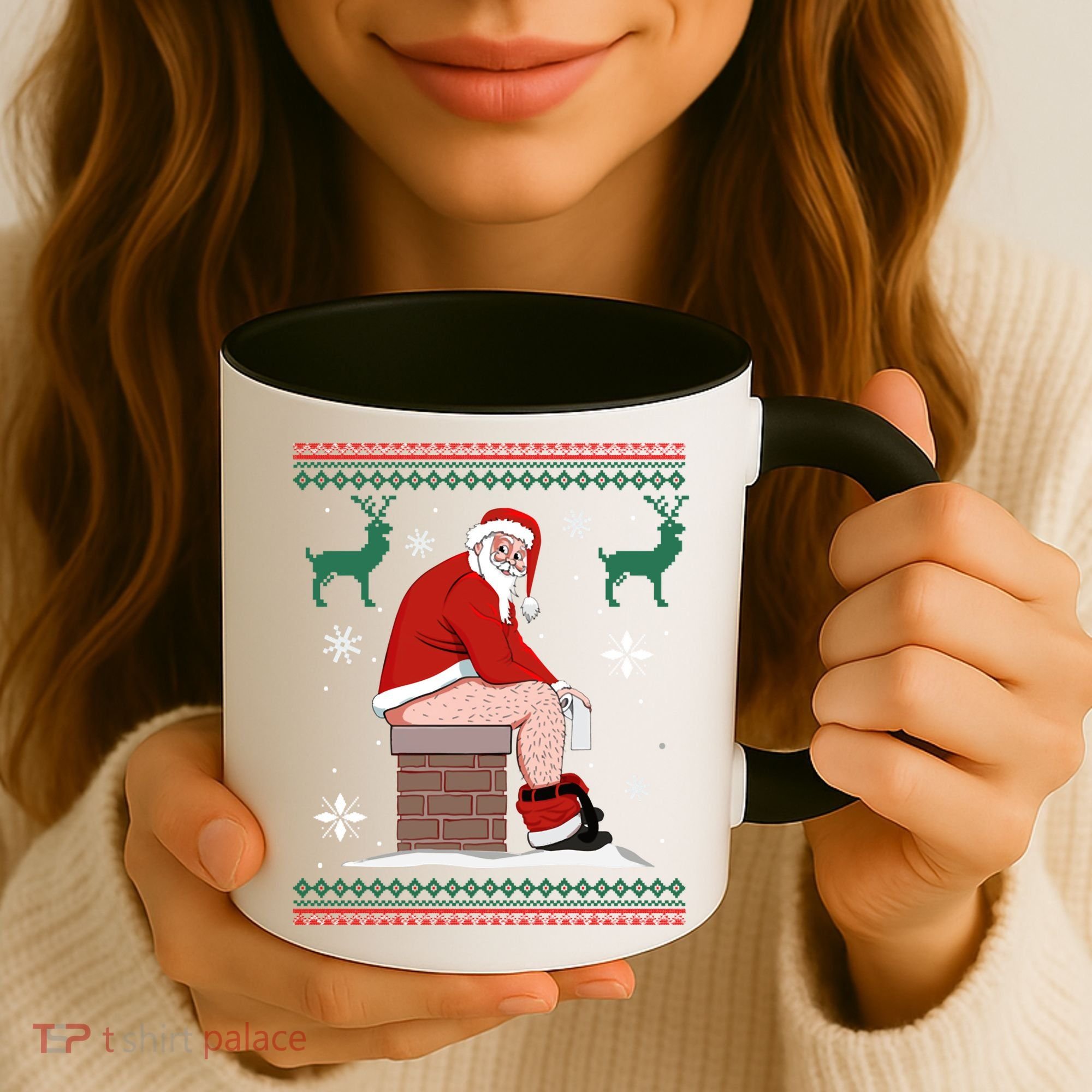 Santa Pooping Down The Chimney Ugly Christmas Sweater Meaningful Gift Coffee Mug