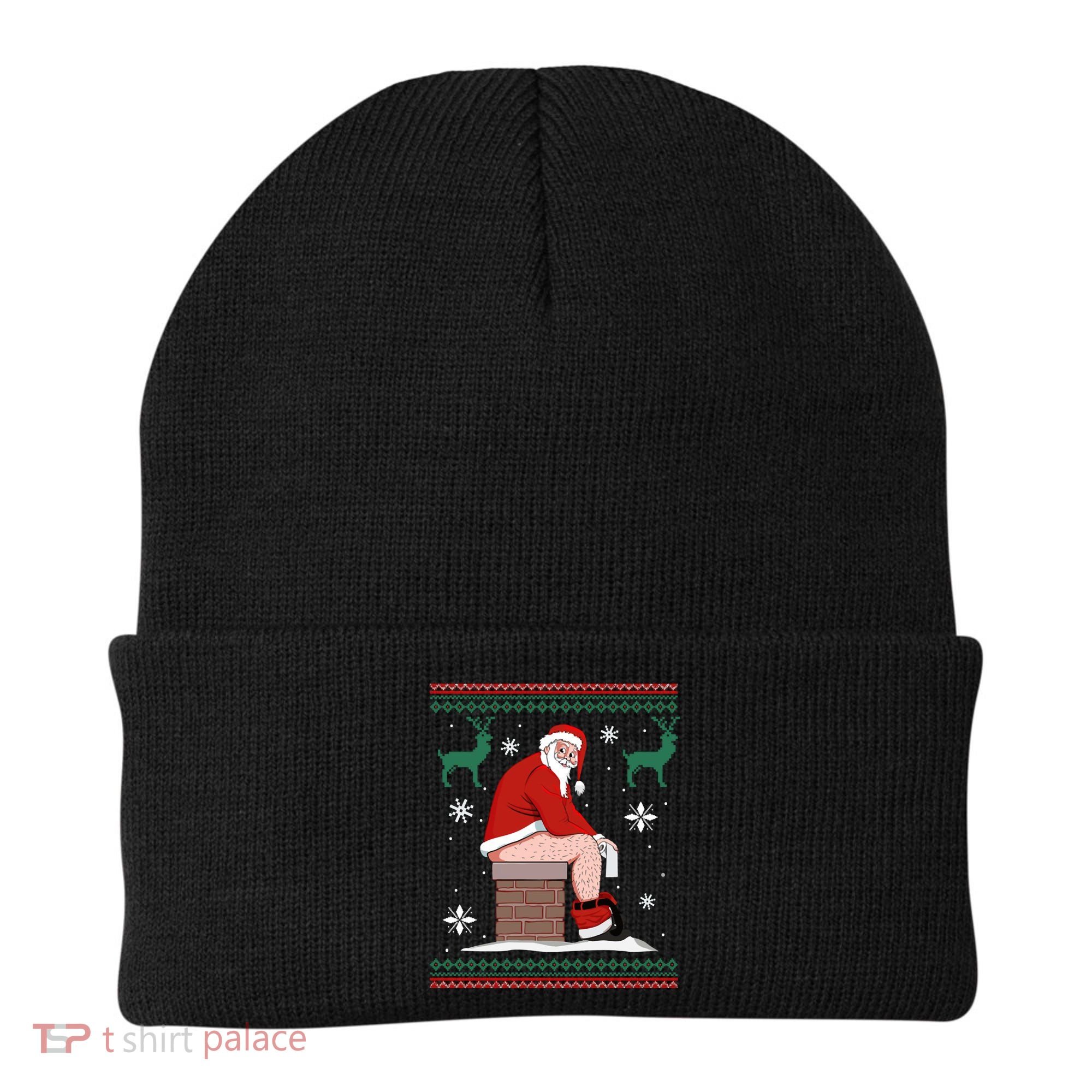 Santa Pooping Down The Chimney Ugly Christmas Sweater Meaningful Gift Beanie