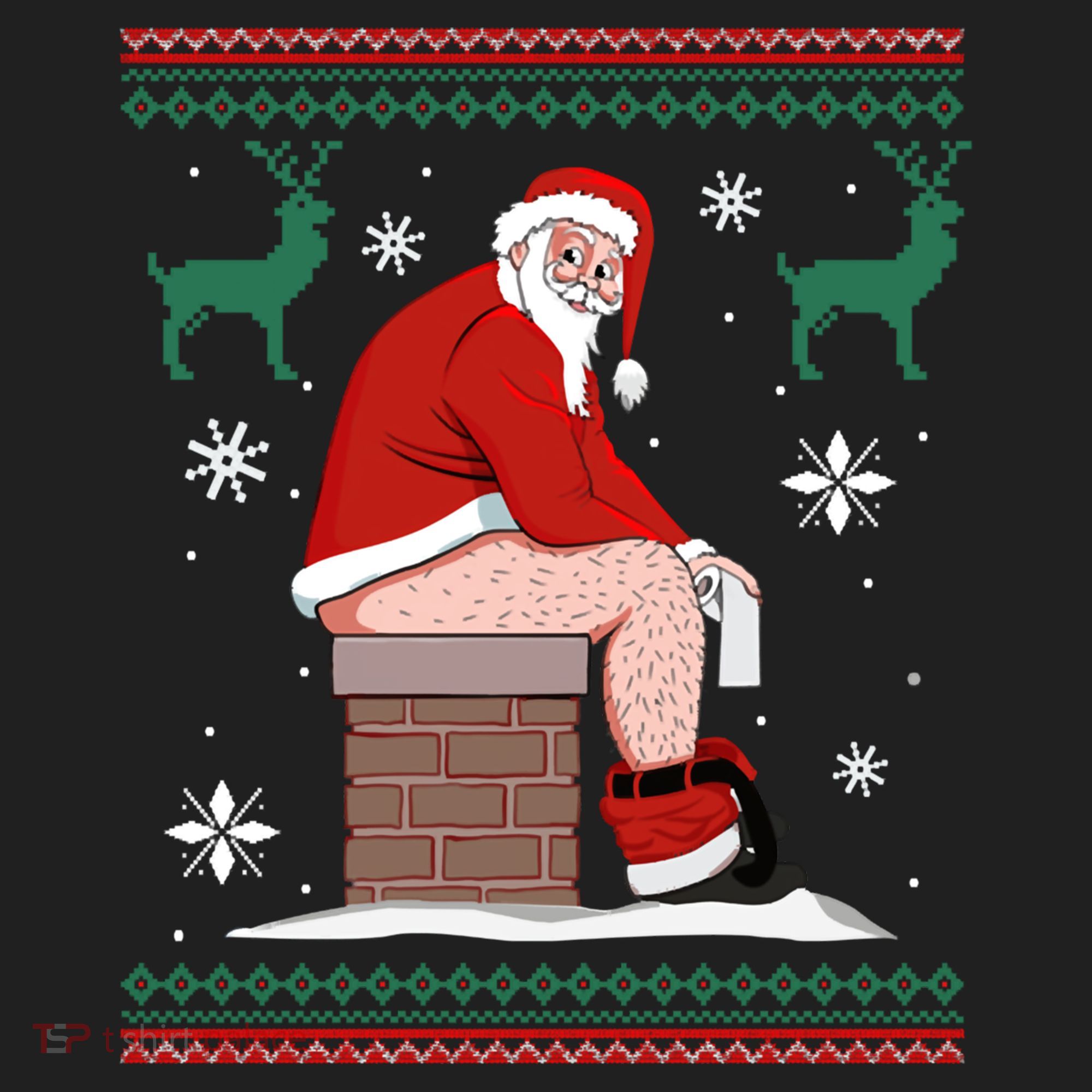 Santa Pooping Down The Chimney Ugly Christmas Sweater Meaningful Gift Beanie