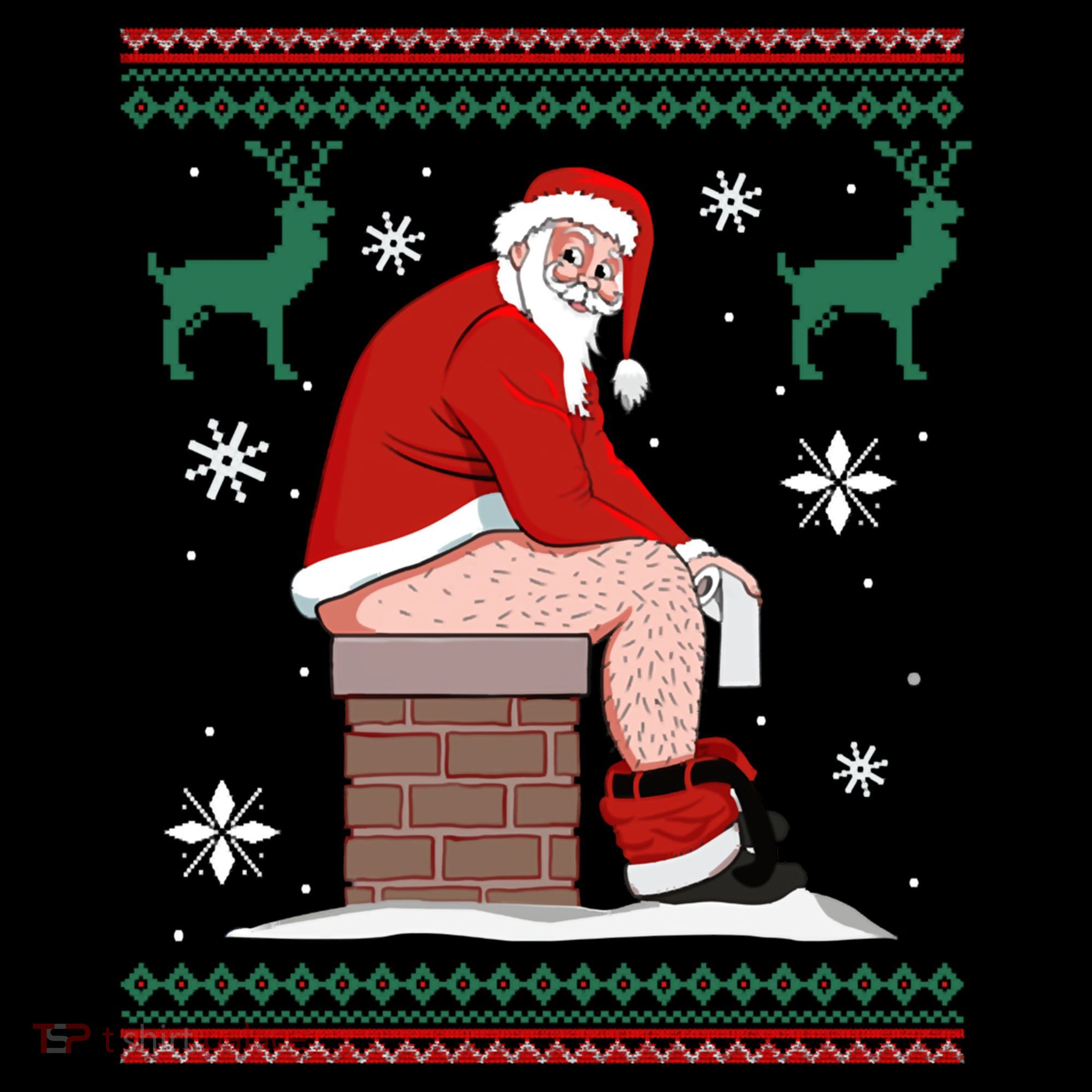 Santa Pooping Down The Chimney Ugly Christmas Sweater Meaningful Gift Ornament