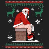 Santa Pooping Down The Chimney Ugly Christmas Sweater Meaningful Gift Golf Towel thumb 3