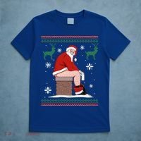 Santa Pooping Down The Chimney Ugly Christmas Sweater Meaningful Gift T-Shirt thumb 5