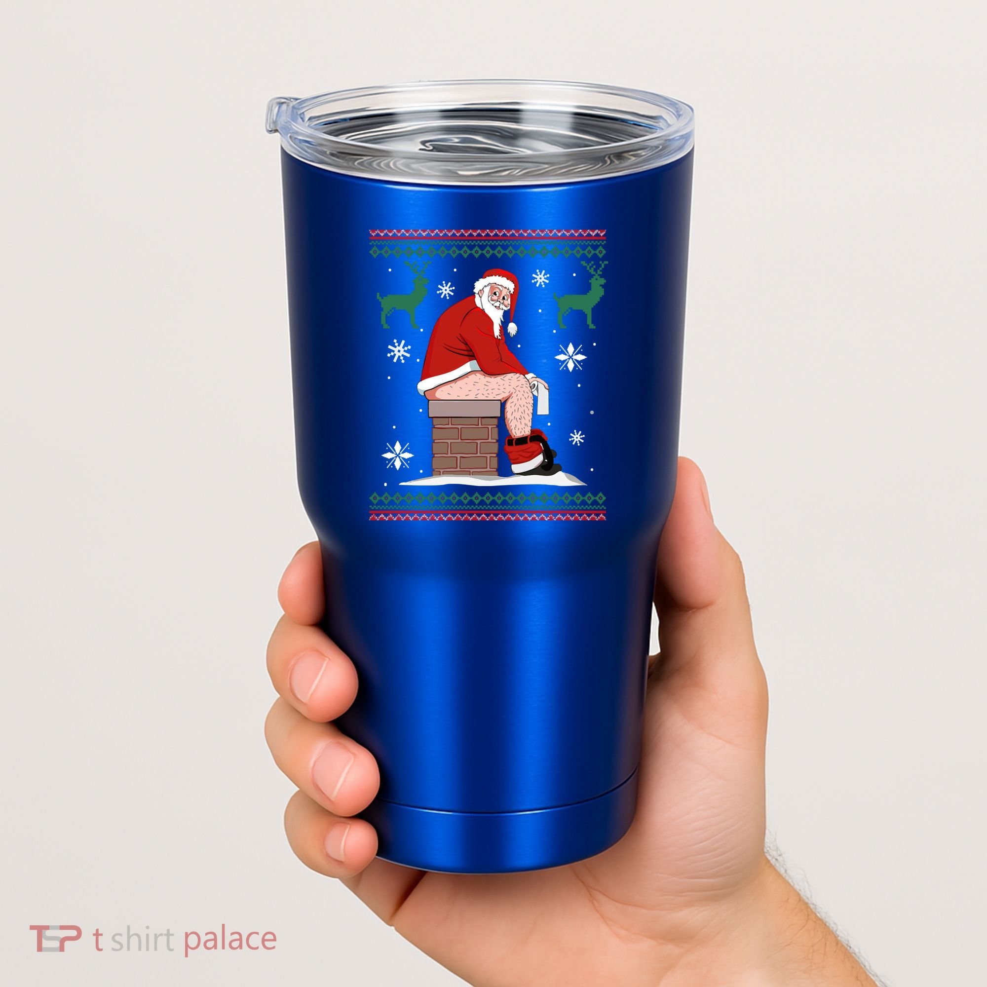 Santa Pooping Down The Chimney Ugly Christmas Sweater Meaningful Gift Tumbler