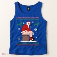 Santa Pooping Down The Chimney Ugly Christmas Sweater Meaningful Gift Tank Top thumb 2