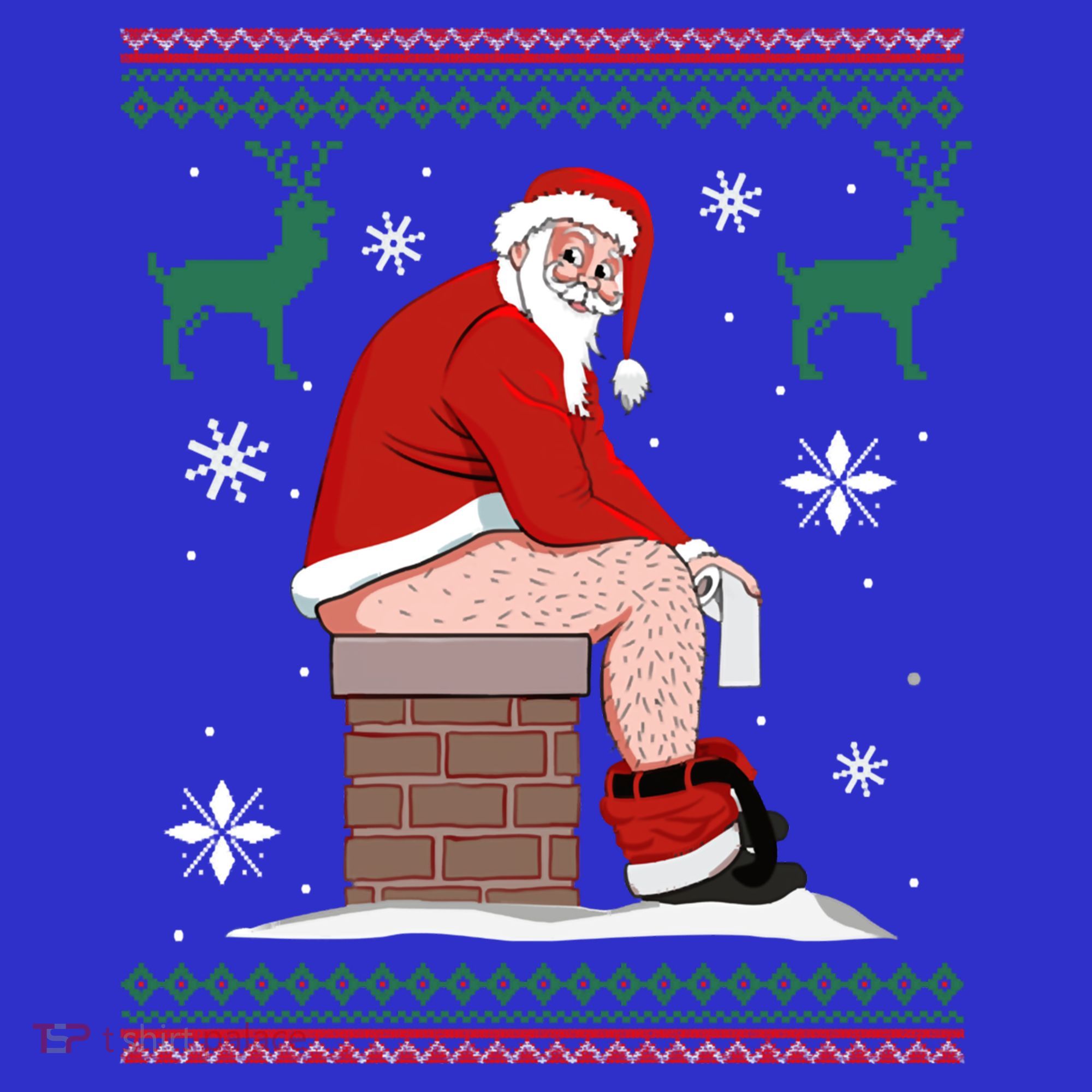 Santa Pooping Down The Chimney Ugly Christmas Sweater Meaningful Gift Tank Top