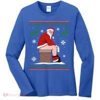 Santa Pooping Down The Chimney Ugly Christmas Sweater Meaningful Gift Women's Long Sleeve Shirt thumb 0