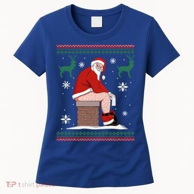 Santa Pooping Down The Chimney Ugly Christmas Sweater Meaningful Gift Women's T-Shirt