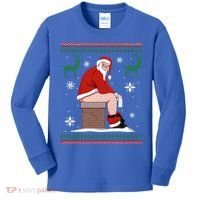Santa Pooping Down The Chimney Ugly Christmas Sweater Meaningful Gift Kids Long Sleeve Shirt thumb 0
