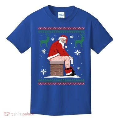 Santa Pooping Down The Chimney Ugly Christmas Sweater Meaningful Gift Kids T-Shirt