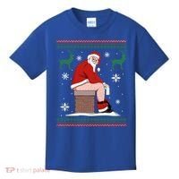 Santa Pooping Down The Chimney Ugly Christmas Sweater Meaningful Gift Kids T-Shirt thumb 0