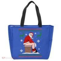 Santa Pooping Down The Chimney Ugly Christmas Sweater Meaningful Gift Tote Bag thumb 0