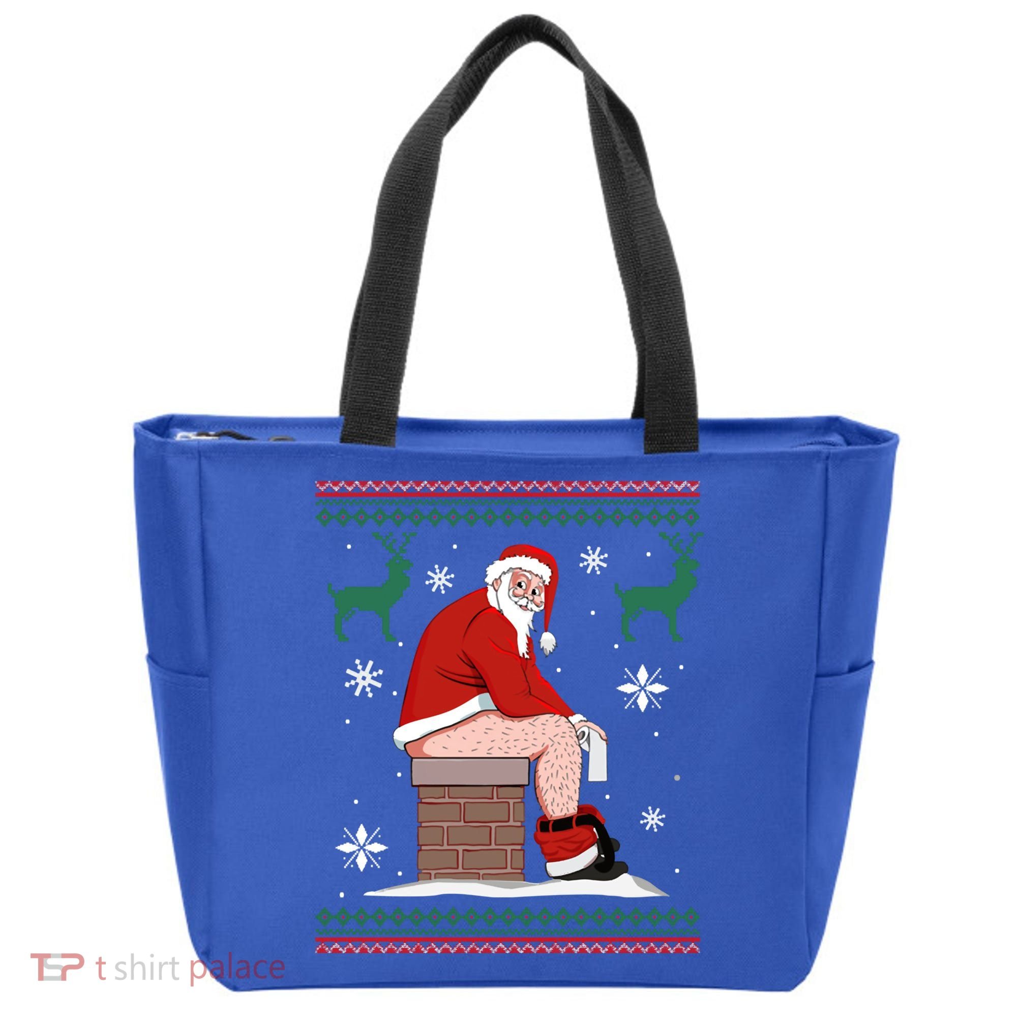 Santa Pooping Down The Chimney Ugly Christmas Sweater Meaningful Gift Tote Bag